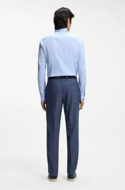 Slim-fit shirt in easy-iron cotton-blend poplin