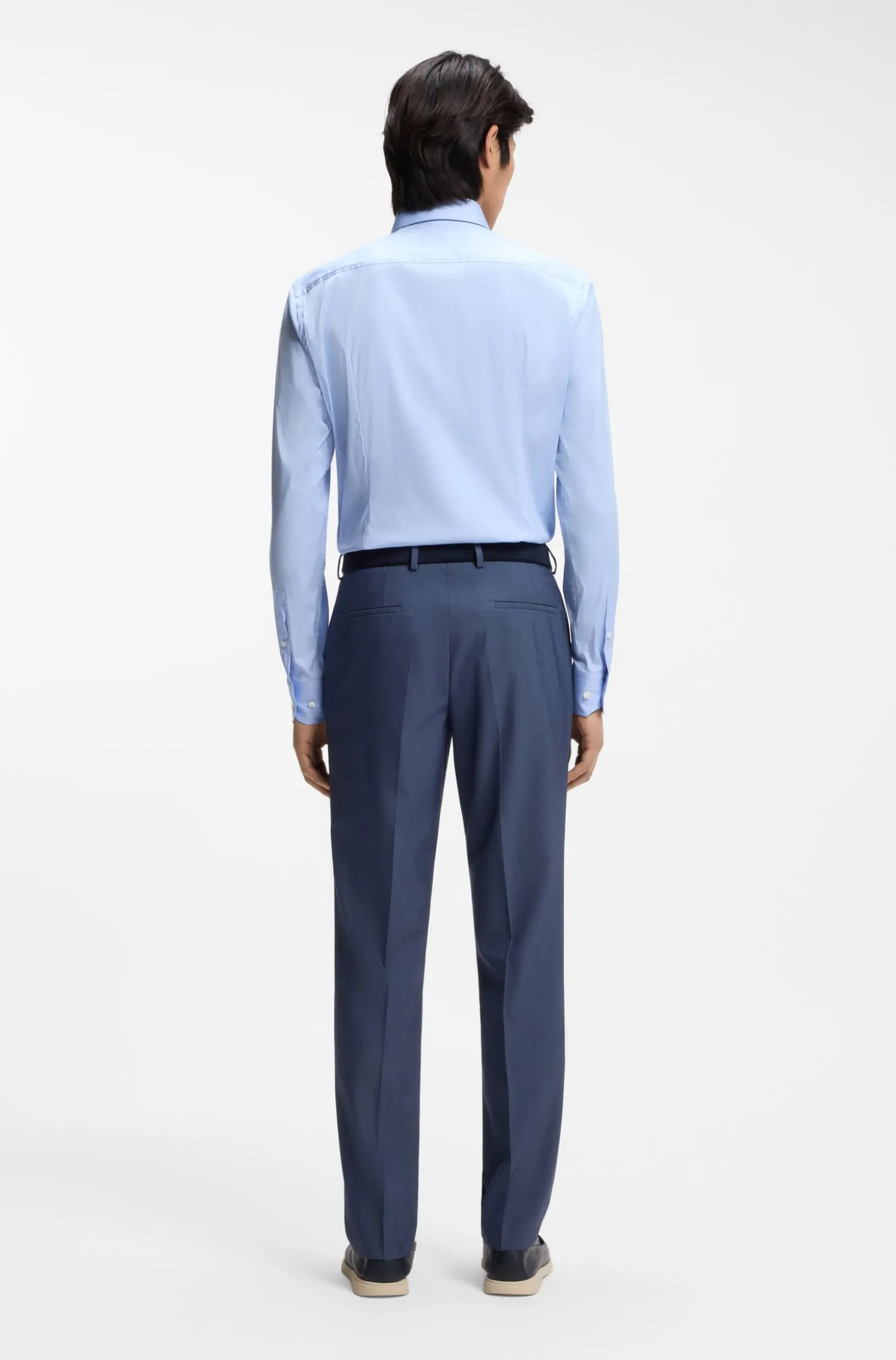Slim-fit shirt in easy-iron cotton-blend poplin