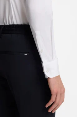 Slim-fit shirt in easy-iron cotton-blend poplin
