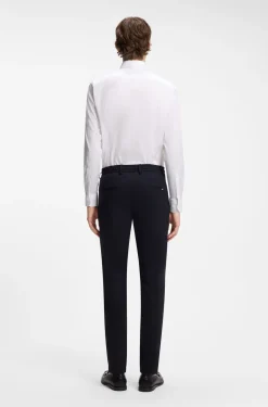Slim-fit shirt in easy-iron cotton-blend poplin