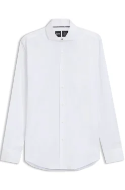 Slim-fit shirt in easy-iron cotton-blend poplin