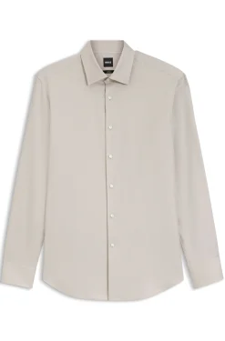 Slim-fit shirt in easy-iron cotton twill