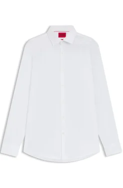 Slim-fit shirt in easy-iron cotton poplin