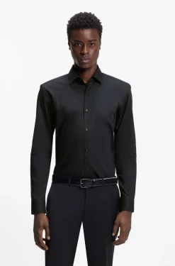 Slim-fit shirt in easy-iron cotton poplin