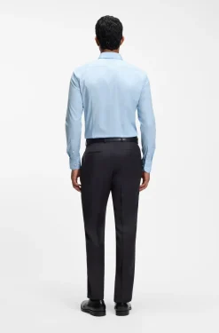 Slim-fit shirt in easy-iron stretch-cotton poplin