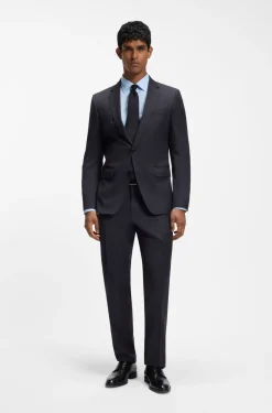 Slim-fit shirt in easy-iron stretch-cotton poplin