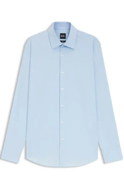 Slim-fit shirt in easy-iron stretch-cotton poplin