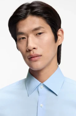 Slim-fit shirt in easy-iron stretch-cotton poplin