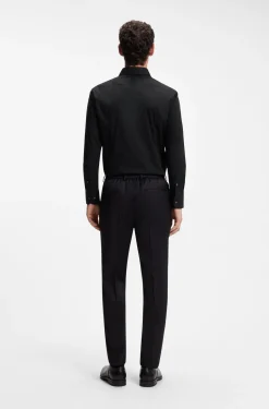 Slim-fit shirt in easy-iron stretch-cotton poplin