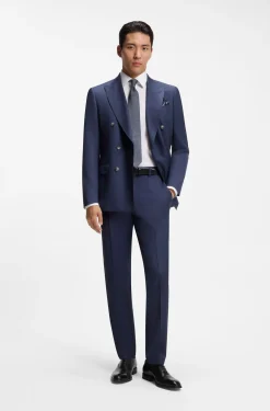 Slim-fit shirt in easy-iron stretch-cotton poplin