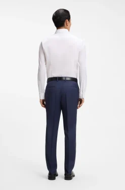Slim-fit shirt in easy-iron stretch-cotton poplin