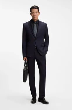 Slim-fit shirt in easy-iron stretch-cotton poplin