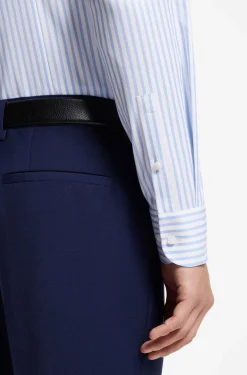 Slim-fit shirt in easy-iron striped stretch cotton