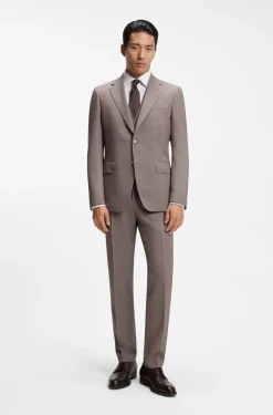 Slim-fit shirt in easy-iron stretch cotton