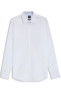 Slim-fit shirt in easy-iron stretch cotton