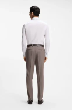 Slim-fit shirt in easy-iron stretch cotton