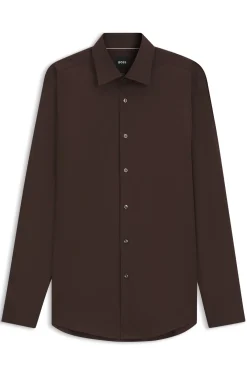 Slim-fit shirt in easy-iron stretch-cotton poplin