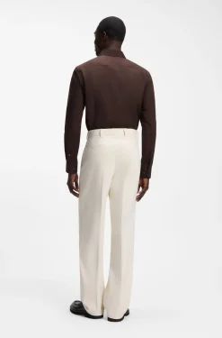 Slim-fit shirt in easy-iron stretch-cotton poplin