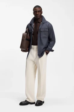 Slim-fit shirt in easy-iron stretch-cotton poplin