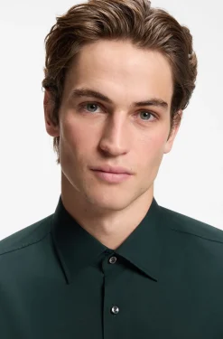 Slim-fit shirt in easy-iron stretch-cotton poplin