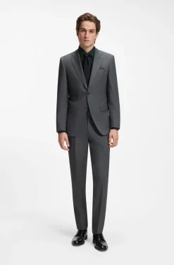 Slim-fit shirt in easy-iron stretch-cotton poplin