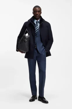 Slim-fit shirt in easy-iron stretch cotton