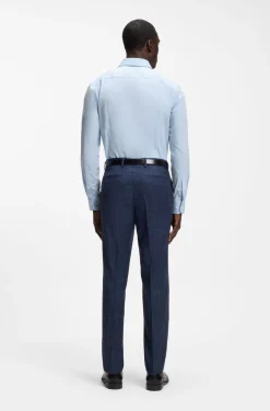 Slim-fit shirt in easy-iron stretch cotton