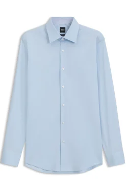 Slim-fit shirt in easy-iron stretch cotton
