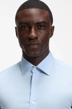 Slim-fit shirt in easy-iron stretch cotton