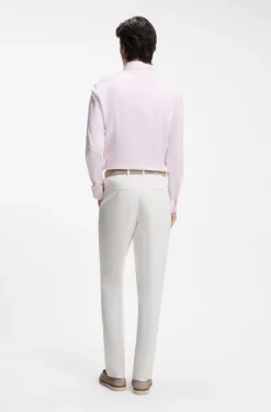 Slim-fit shirt in easy-iron striped stretch cotton
