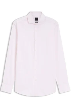 Slim-fit shirt in easy-iron striped stretch cotton