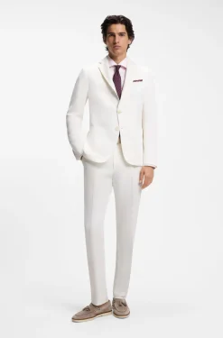 Slim-fit shirt in easy-iron striped stretch cotton