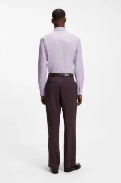 Slim-fit shirt in easy-iron stretch-cotton poplin