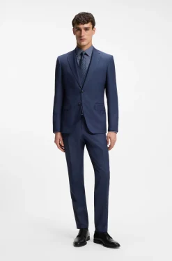 Slim-fit shirt in easy-iron stretch-cotton poplin