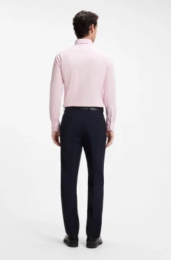Slim-fit shirt in easy-iron stretch-cotton poplin