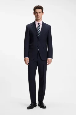 Slim-fit shirt in easy-iron stretch-cotton poplin