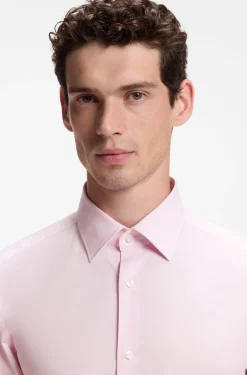 Slim-fit shirt in easy-iron stretch-cotton poplin