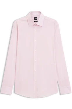 Slim-fit shirt in easy-iron stretch-cotton poplin