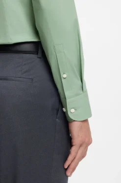 Slim-fit shirt in easy-iron stretch-cotton poplin