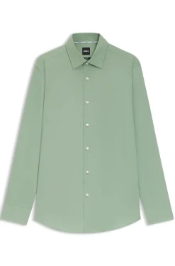 Slim-fit shirt in easy-iron stretch-cotton poplin