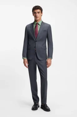 Slim-fit shirt in easy-iron stretch-cotton poplin