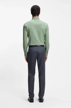 Slim-fit shirt in easy-iron stretch-cotton poplin