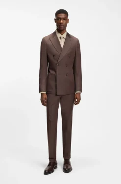 Slim-fit shirt in easy-iron stretch-cotton poplin