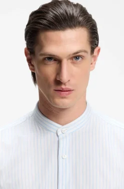 Slim-fit shirt in herringbone-stripe cotton