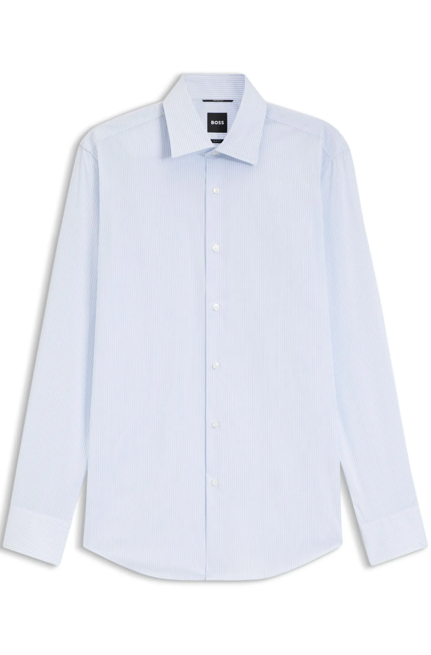 Slim-fit shirt in high-performance striped poplin