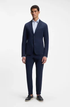 Slim-fit shirt in high-performance striped poplin