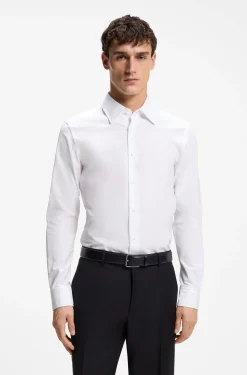 Slim-fit shirt in Italian cotton poplin