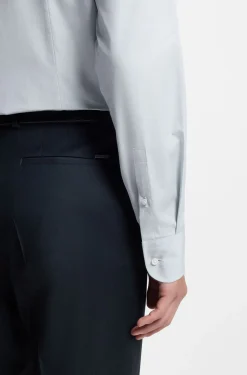 Slim-fit shirt in Italian-made cotton chambray