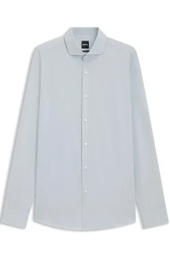 Slim-fit shirt in Italian-made cotton chambray