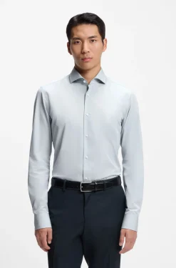 Slim-fit shirt in Italian-made cotton chambray